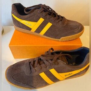 Gola Men's Chocolate Brown and Mustard Yellow Sneakers